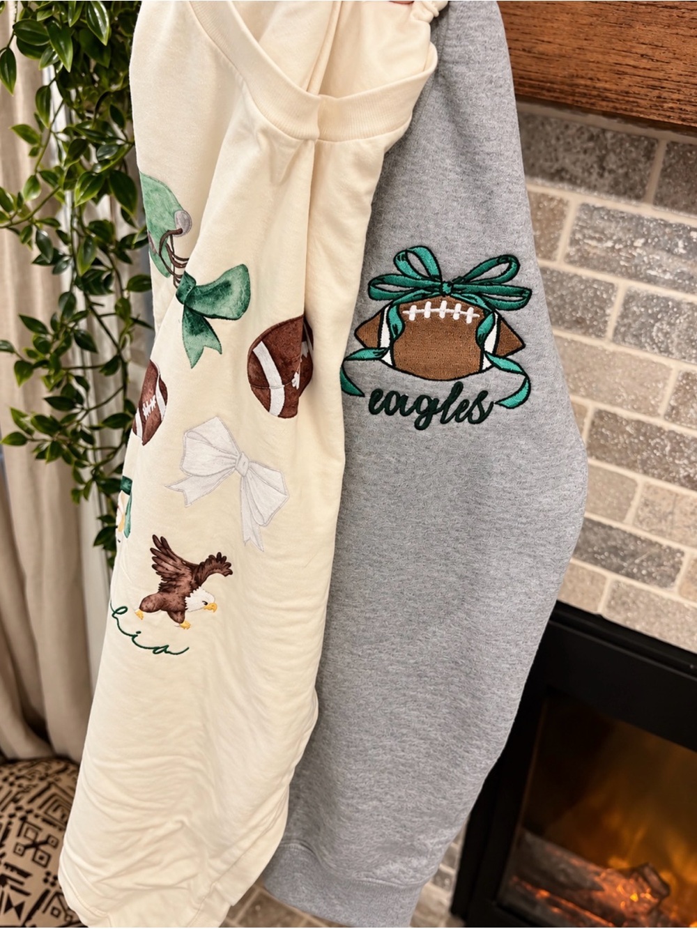 Philly Eagles Embroidered Football Sweatshirt & short sleeve eagles tee